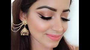 easy glam peach eid makeup look hindi