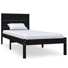 bed frame black solid wood 90 190 cm
