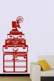 Red Luggage Vintage Wall Decals