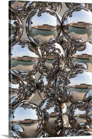 City Reflection In Chrome Spheres Bilbao Biscay Province Basque Country Region Spain Large Solid Faced Canvas Wall Art Print Great Bi