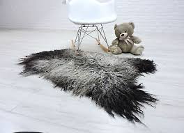 rare giant icelandic sheepskin rug grey