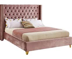barolo pink velvet queen bed