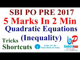 Sbi Po 2017 Class 3 Quadratic Equations