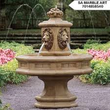 Brown Stone Lion Fountain For Garden