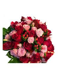 Bouquet di 20 roselline confezionate con verde decorativo. Mazzo Di Rose Rosse E Rosa Vendita Rose Online Spedizione