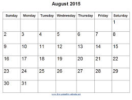 August 2015 Calendar Printable August 2015 Canada Calendar