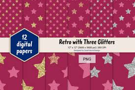 Stars Retro W 3 Glitters 15 Graphic By Smartvectordesign Creative Fabrica