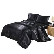 black ice silk bed sheets duvet