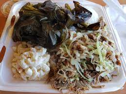 lau lau and kalua pork with cabbage
