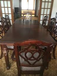 I used a dark walnut stain on the table top to match and complement other furniture in the dining room. Formal Dining Room Table Set Ashley Walnut Color Removable Leaf And 8 Chairs Ebay