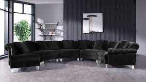 modern black velvet circular sectional sofa