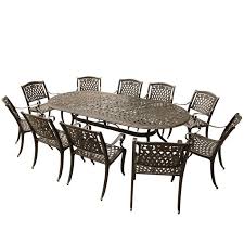 bronze aluminum oval outdoor dining set