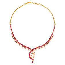 tanishq 22kt gold and ruby necklace in