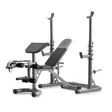 Golds Gym Xrs 20 Adjustable Olympic Workout Bench With Squat Rack Leg Extension Preacher Curl And Weight Storage