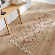 hand woven jute and cotton runner rug