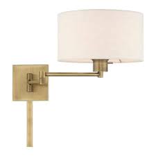 Light Antique Brass Swing Arm Wall Lamp