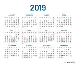 Simple Wall Calendar 2019 Year Flat Isolated Plain Annual