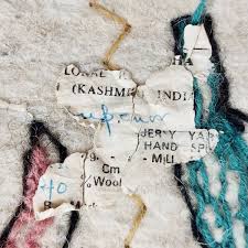 1960s kashmir alphabet rug wool india
