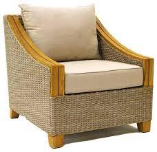 ash wicker and teak armchair with