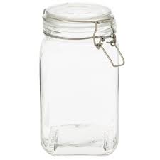Square Flip Lid Glass Jar 46 Ounces