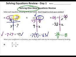 Solving Equations Review Day 1