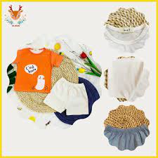 Quần áo trẻ em thời trang giá rẻ chất liệu thun cotton cho bé trai bé gái  từ 8 - 21 kg - Bộ quần áo