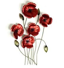Red Poppy Flowers Metal Hanging Wall