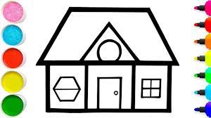 Vẽ ngôi nhà đơn giản và tô màu cho bé | Bé học tô màu | Cara Menggambar dan  Mewarnai Rumah Halaman | bé học vẽ ngôi nhà
