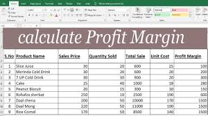 calculate profit margin with percene