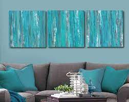 Teal Wall Art Large Abstract Painting