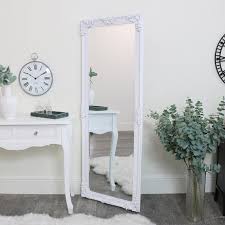 Tall Ornate White Wall Leaner Mirror