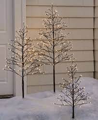 lighted outdoor twig trees with timer