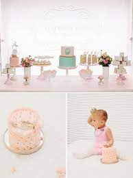 Charming Pastel Pink First Birthday Party Korean Dol Princess Smash  gambar png