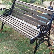 wood and cast iron garden bench