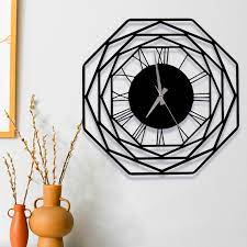 Octagon Metal Large Wall Clock Modern