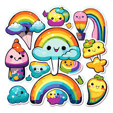 cute kawaii stickers rainbow ice cream