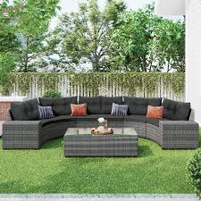 Wicker Outdoor Round Sofa Sectional Set