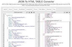 convert json to html table with
