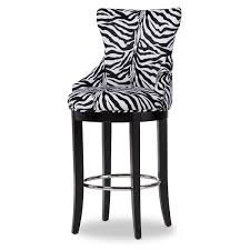 Your kitchen bar stools can simply say, i'm a handy place to sit while resting a minute or while preparing food. a simple wooden stool sized to your height and the height of the island sends a message of simplicity. Baxton Studio Peace Zebra Printed Fabric Upholstered Bar Stool 28862 6385 Hd The Home Depot