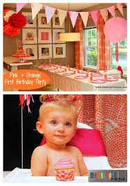 pink and orange first birthday party