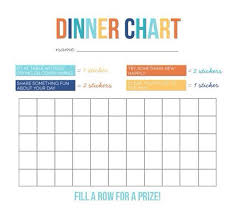 Dinner Chart Reward Chart Kids Food Charts Charts For Kids