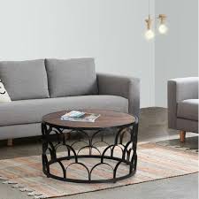 Brown And Black Round Coffee Table