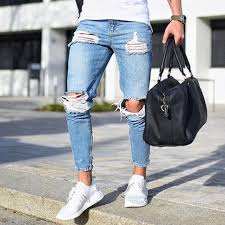 Mens Skinny Jeans Light Colored Hole Jeans In 2019 Ripped