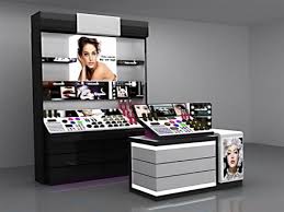 cosmetics display stands shelves