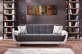 Duru Plato Dark Gray Convertible Sofa Love Chair Set By Bellona