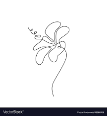 hibiscus line art flower continuous