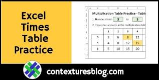 excel multiplication table practice