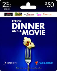 Mon, aug 23, 2021, 4:00pm edt Darden Fandango Dinner And Movie 50 Gift Card 1 Ct Qfc