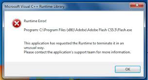 Adobe flash player is the main tool used for this operation and found on most computers today. Adobe Flash Cs5 Microsoft Visual C Runtime Error Super User