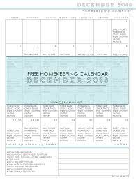 free homekeeping calendar december